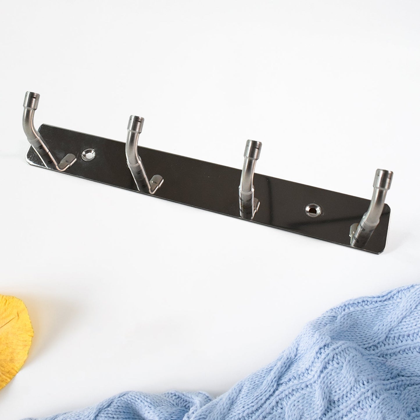 Stainless Steel Wall Mounted Coat 4 Hook Rack (20x3 / 1 Pc)