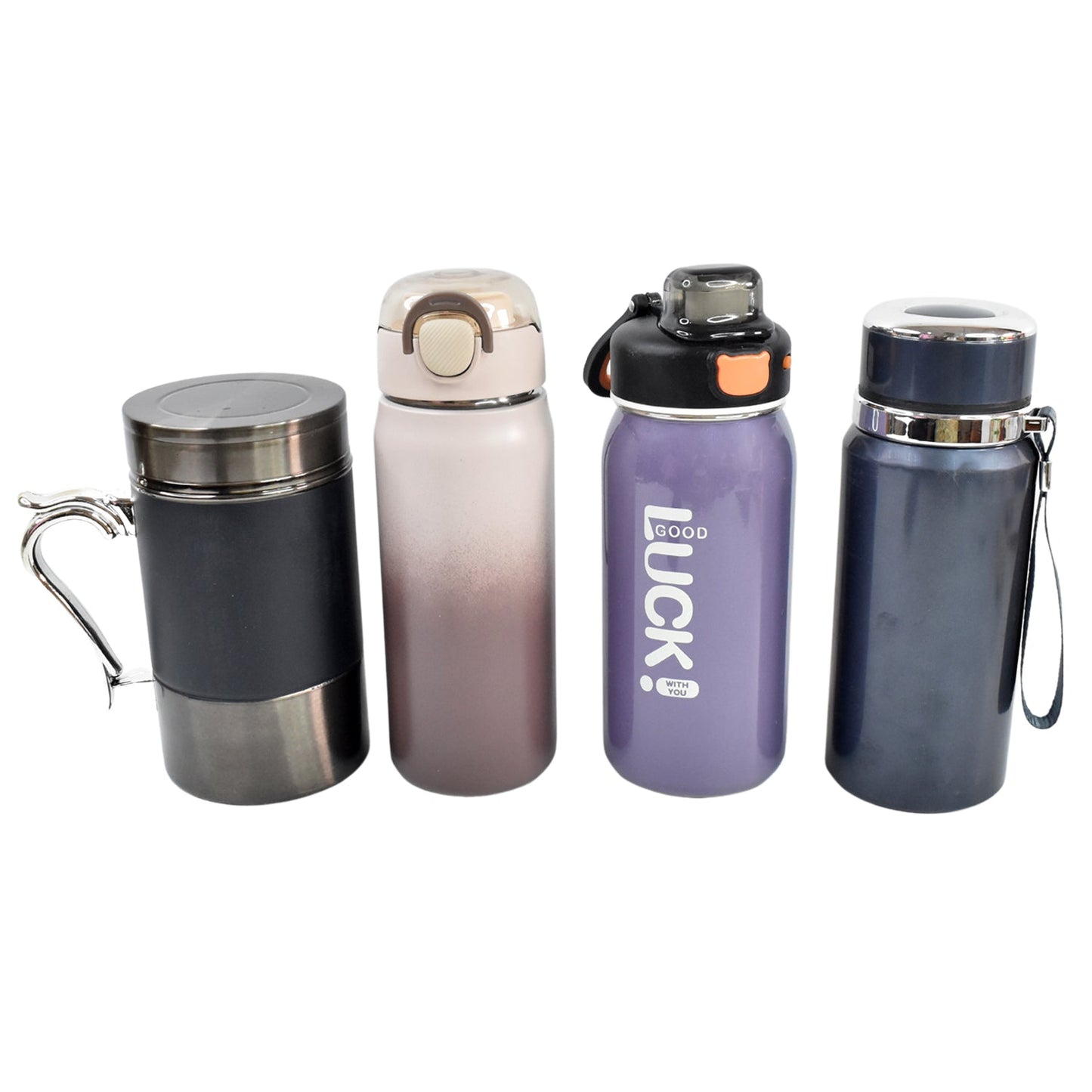 Stainless Steel Water Bottles Approx 600ML (Mix Design & Color / 1 Pc)