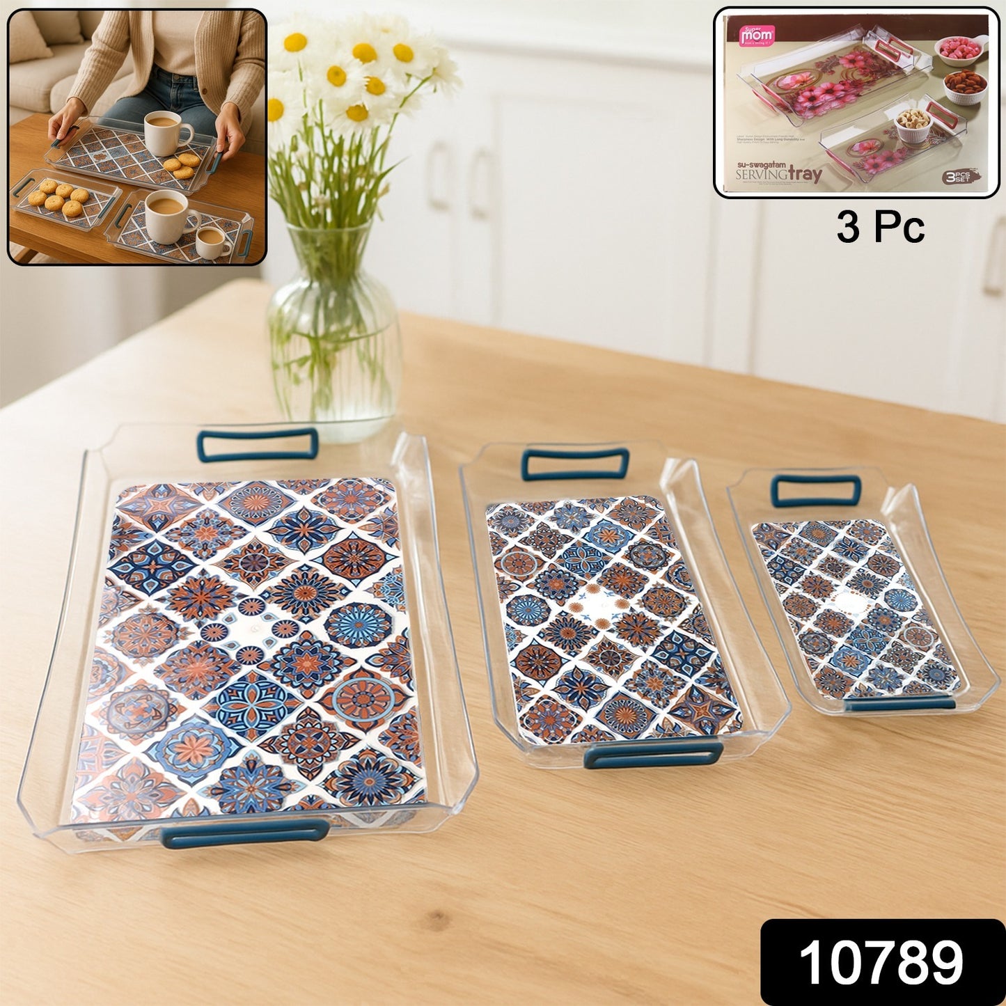 Supermom 3-piece Multipurpose Serving Tray - (3 Pc  Set)