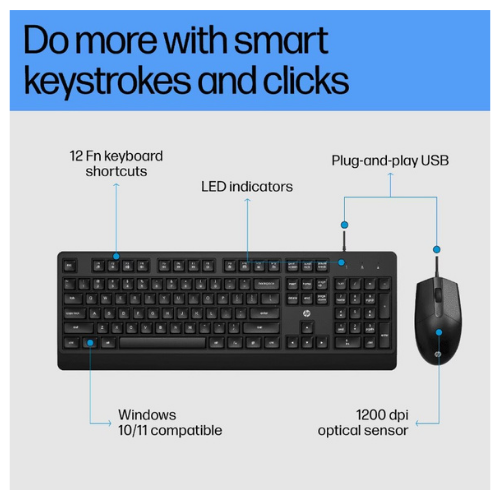 HP KM180 Wired Keyboard and Mouse Combo