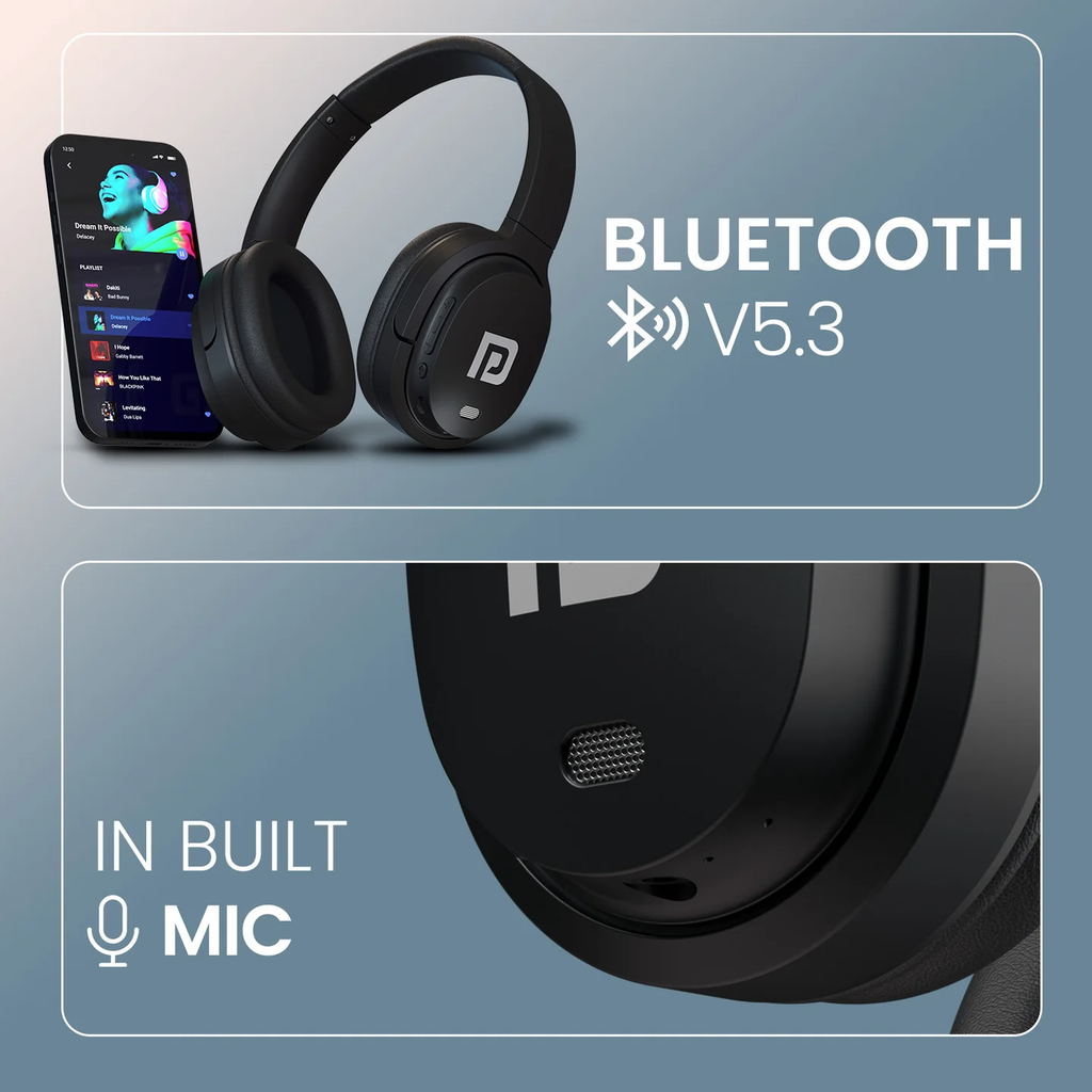 Muffs M4  | 40mm Dynamic Driver | Powerful Bass |In Built Mic | Type C Fast Charging