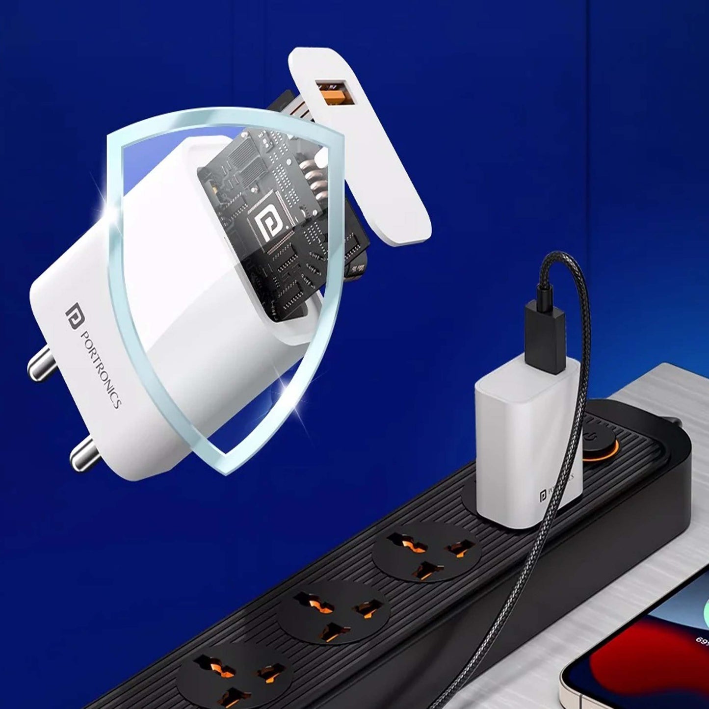 Portronics Adapto One Plus-Type C Cable Fast Charging | 3A Max output | USB A | BIS Certified