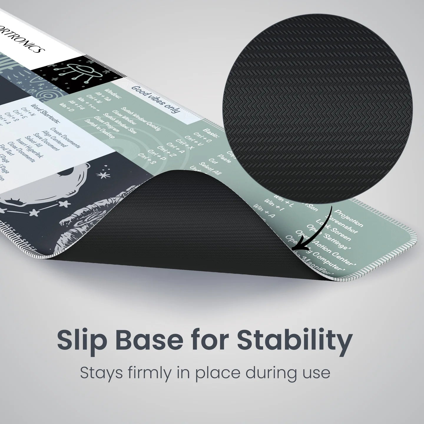 Comfipad 2 - Mouse Pad - Windows Shortcuts | Non-Slip Base | Stitched Edges | Extended Size