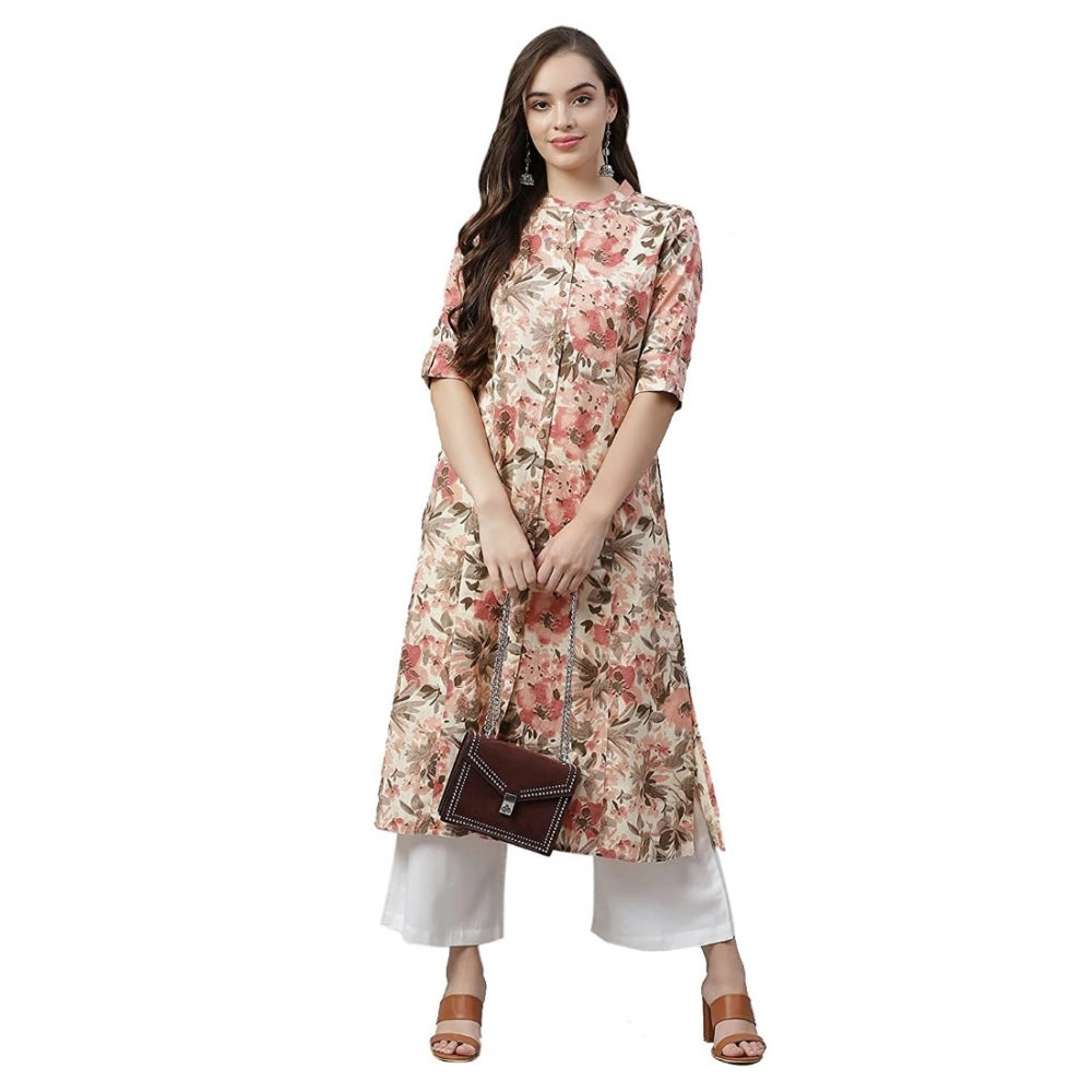 Generic Women's Cotton Printed Floral Print Kurti (Multicolor, Cotton)
