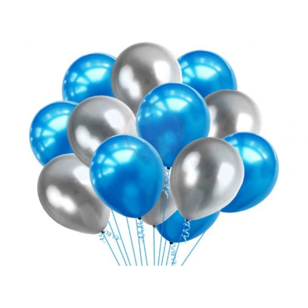 Generic 3Rd Happy Birthday Decoration Combo With Foil And Star Balloons (Blue, Silver)
