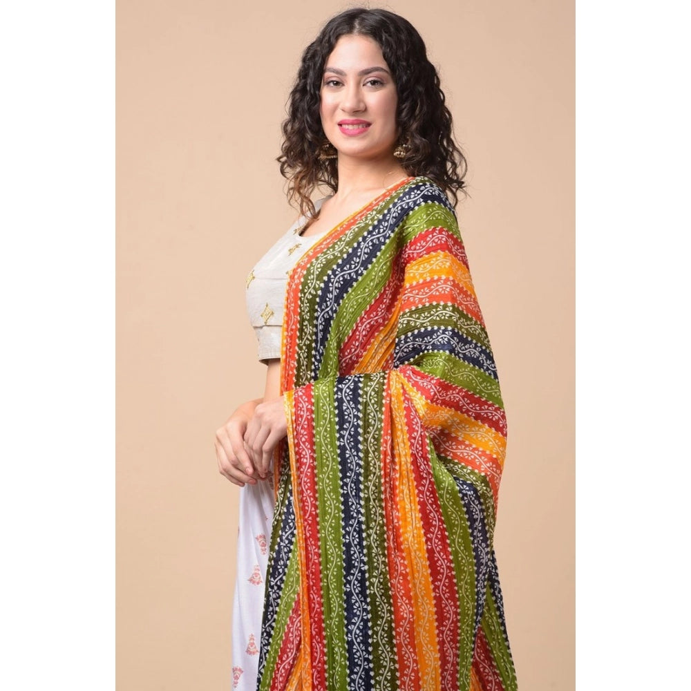 Generic Women's Chanderi Printed Dupatta (Multicolor, Length: 2.25 to 2.50 Mtr)