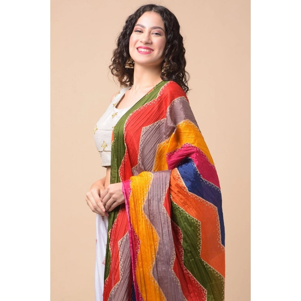 Generic Women's Chanderi Printed Dupatta (Multicolor, Length: 2.25 to 2.50 Mtr)