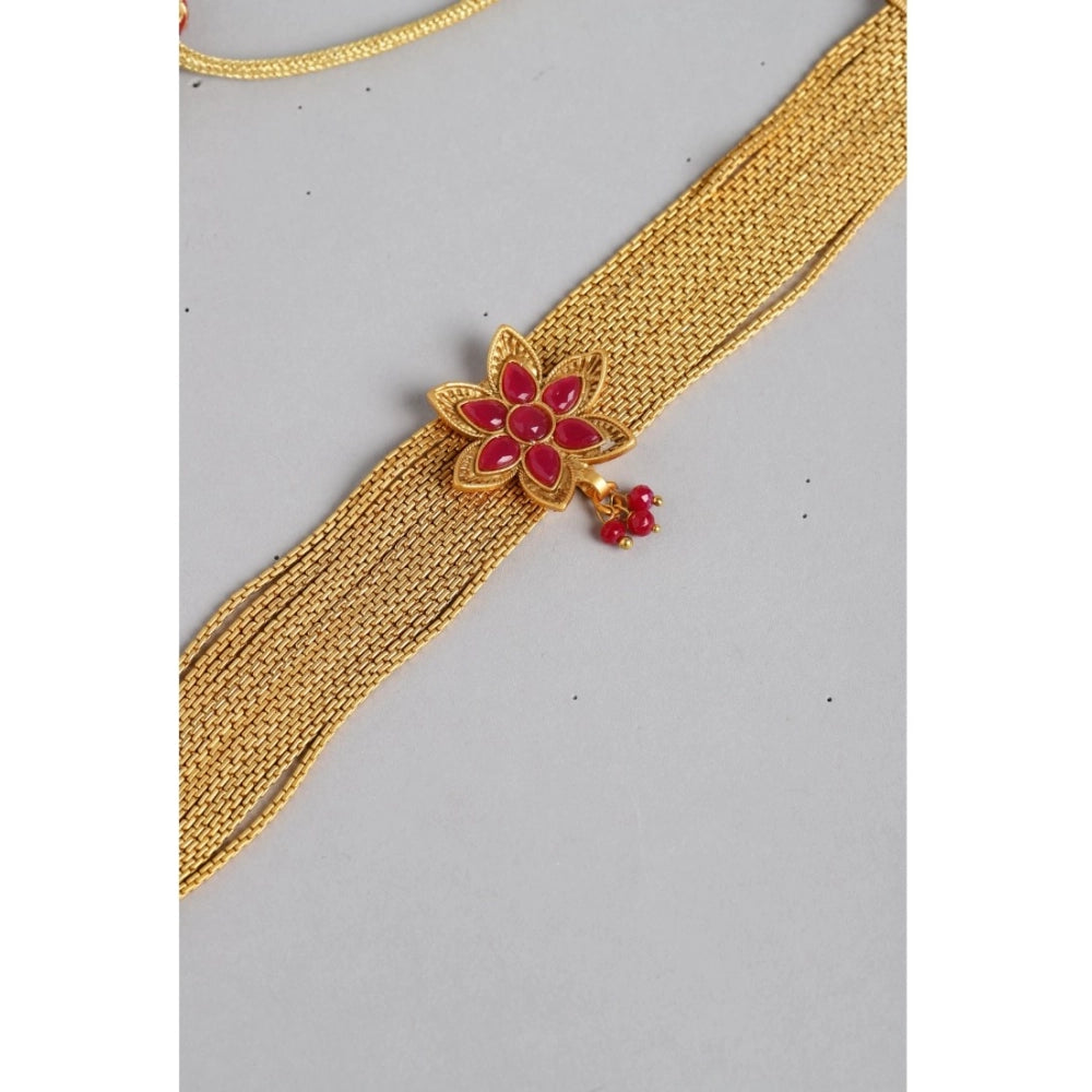 Generic Women's Rose Gold Plated Alloy Necklace & Earings Set (Gold)