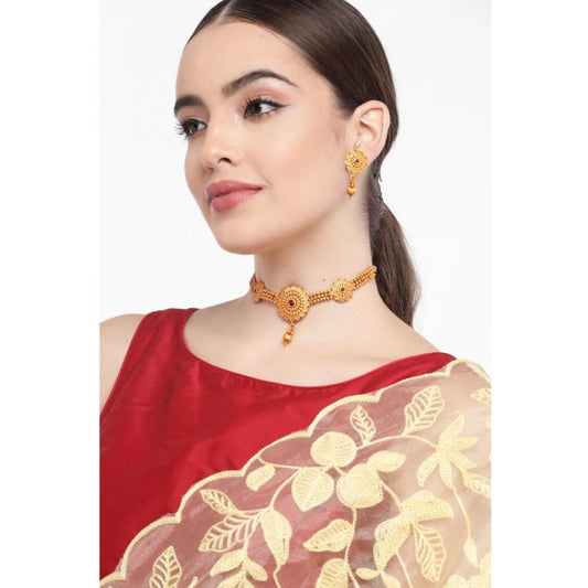 Generic Women's Rose Gold Plated Alloy Necklace & Earings Set (Gold)
