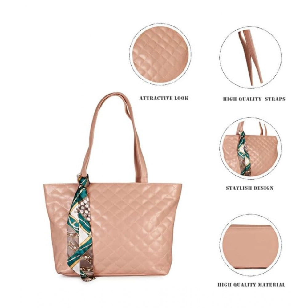 Generic Women's Polyurethane Textured Shoulder Bag (Peach)