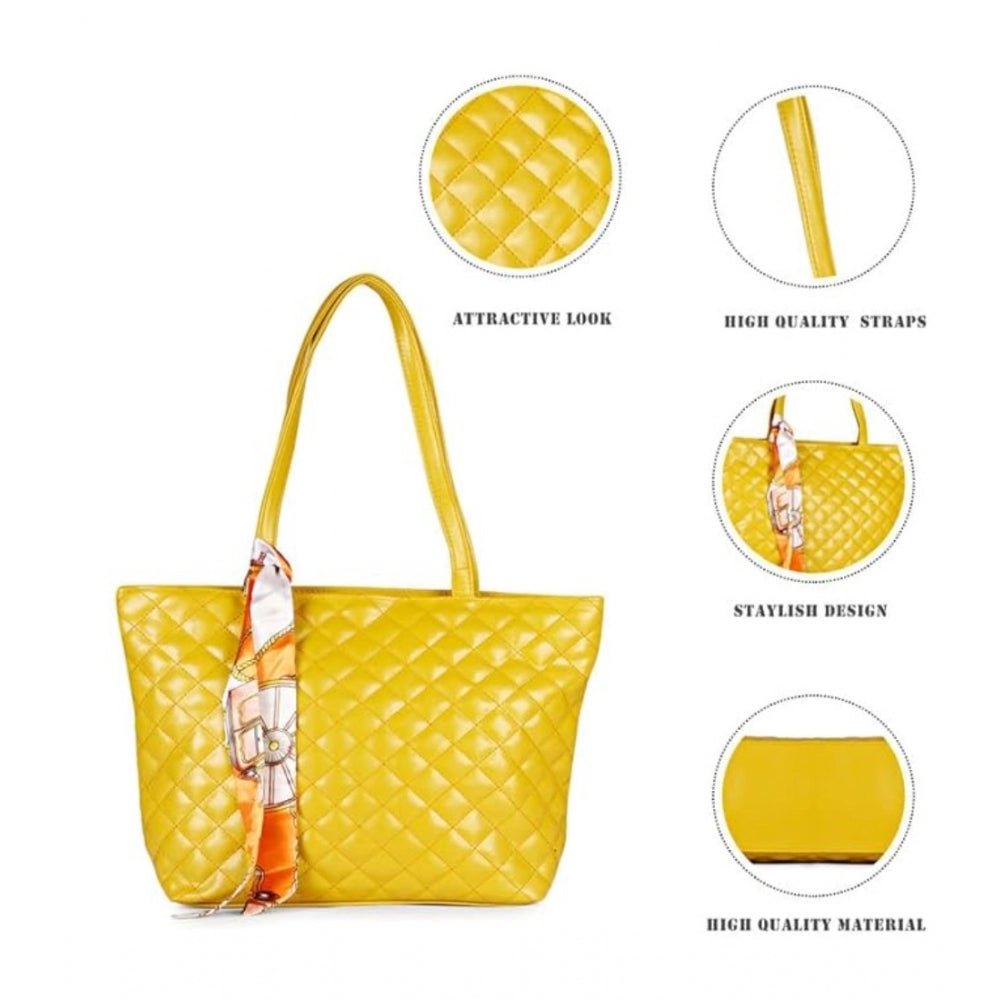 Generic Women's Polyurethane Textured Shoulder Bag (Yellow)