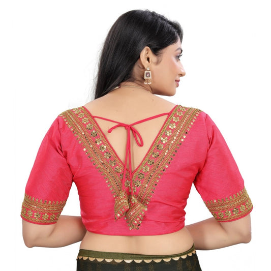 Generic Women's Banglory Embroidery Readymade Blouse (Pink, Size: Free Size)