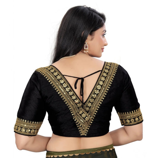 Generic Women's Banglory Embroidery Readymade Blouse (Black, Size: Free Size)