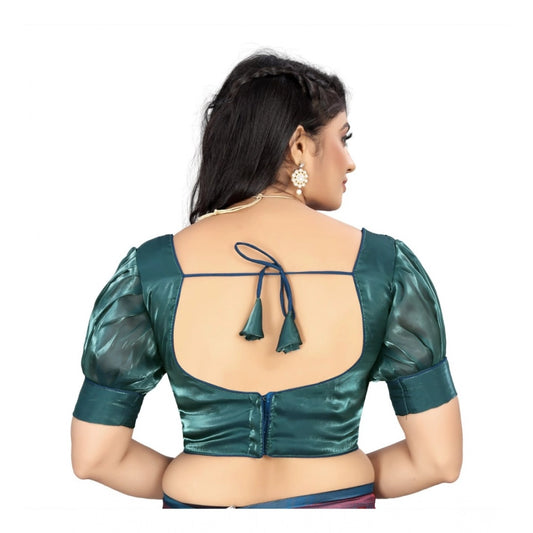 Generic Women's Organza Plain Readymade Blouse (Marine Teal, Size: Free Size)