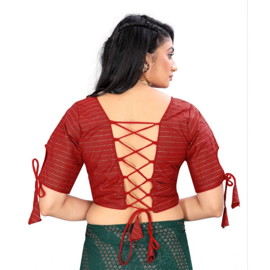 Generic Women's Cotton Thread Work Readymade Blouse (Red, Size: Free Size)