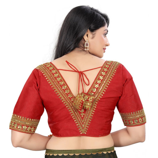 Generic Women's Banglory Embroidery Readymade Blouse (Red, Size: Free Size)