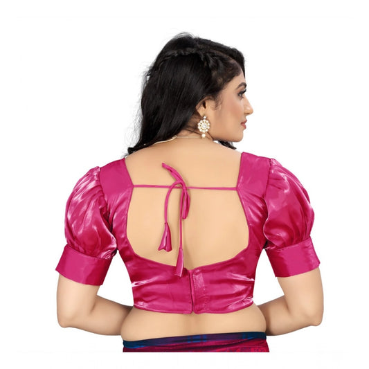 Generic Women's Organza Plain Readymade Blouse (Pink, Size: Free Size)