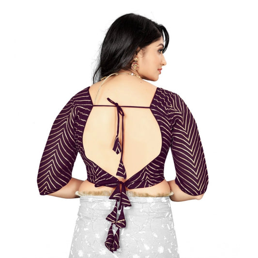 Generic Women's Georgette Embroidery Readymade Blouse (Purple, Size: Free Size)