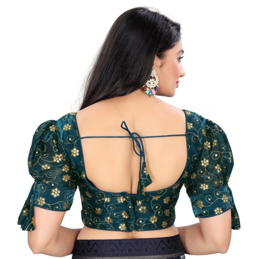 Generic Women's Jimmy Choo Embroidery Readymade Blouse (Teal, Size: Free Size)