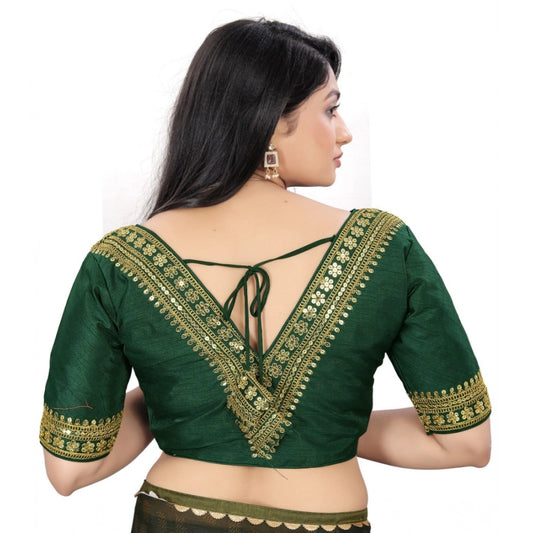 Generic Women's Banglory Embroidery Readymade Blouse (Green, Size: Free Size)