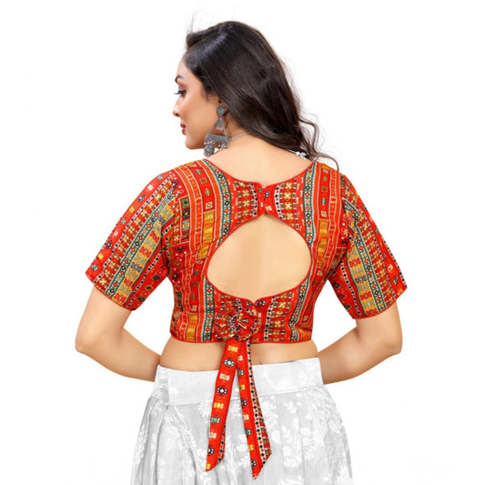 Generic Women's Cotton Blend Plain Readymade Blouse (Red, Size: Free Size)