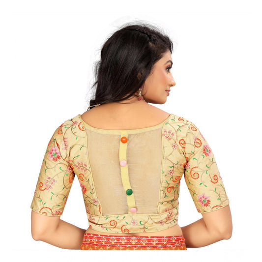 Generic Women's Satin Floral Readymade Blouse (Beige, Size: Free Size)