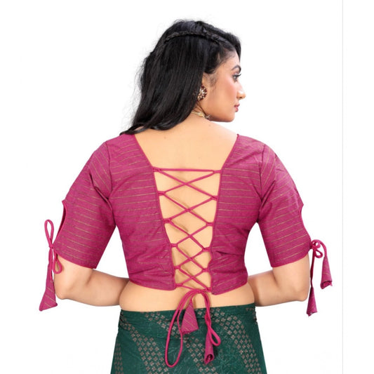 Generic Women's Cotton Thread Work Readymade Blouse (Barbie Pink, Size: Free Size)