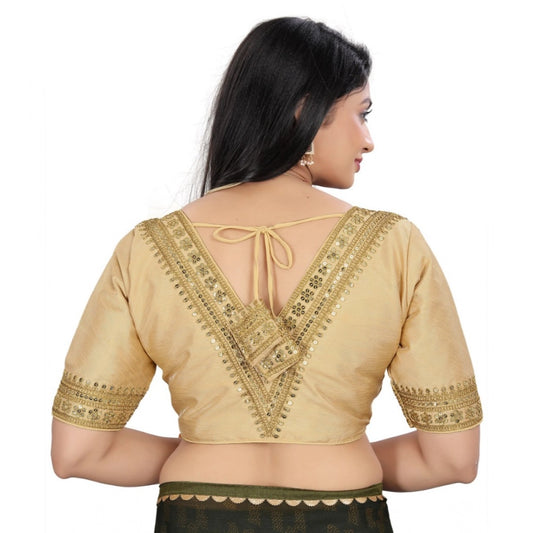 Generic Women's Banglory Embroidery Readymade Blouse (Beige, Size: Free Size)