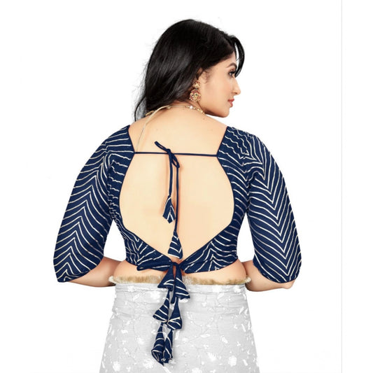 Generic Women's Georgette Embroidery Readymade Blouse (Navy Blue, Size: Free Size)