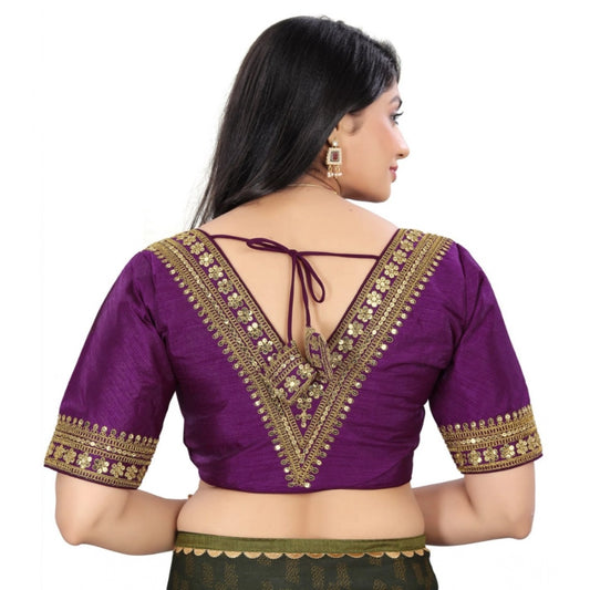 Generic Women's Banglory Embroidery Readymade Blouse (Magenta, Size: Free Size)