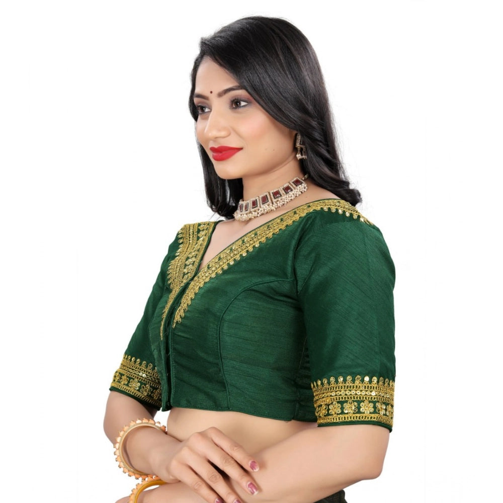 Generic Women's Banglory Embroidery Readymade Blouse (Green, Size: Free Size)