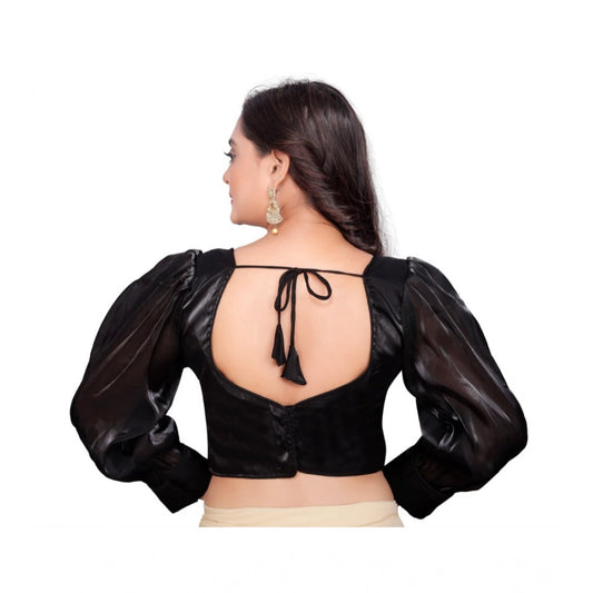 Generic Women's Organza Plain Readymade Blouse (Cream, Size: Free Size)