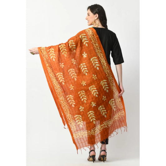 Generic Women's Cotton Printed Dupatta (Mustard, Length: Free Size)