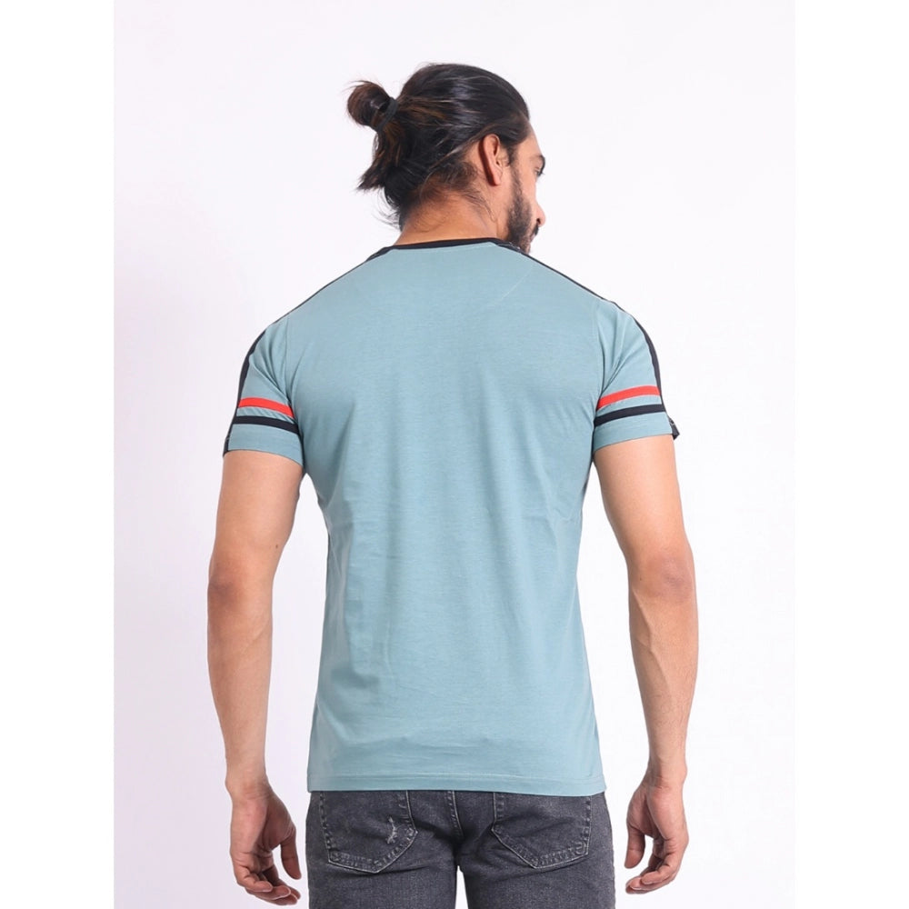 Generic Men's Casual Cotton Printed Round Neck Half Sleeve T-Shirt (Grey)