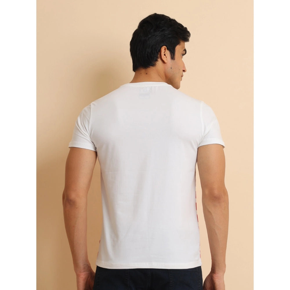 Generic Men's Casual Cotton Printed Round Neck Half Sleeve T-Shirt (Red)