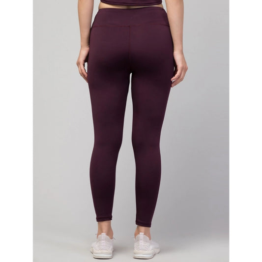 Generic Women's Polyester Solid Ankle Length High-Rise Tights (Purple)