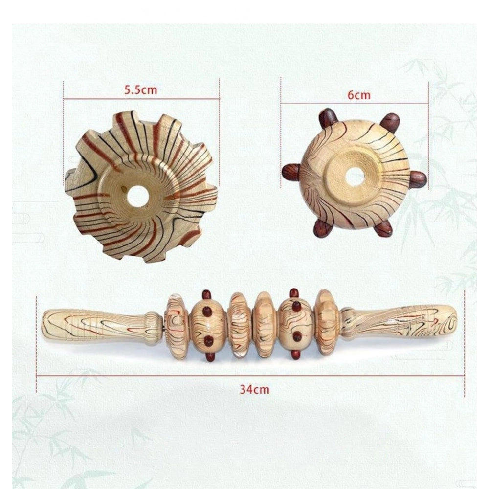 Generic Wood 6 Wheel Massage Roller (Wood)