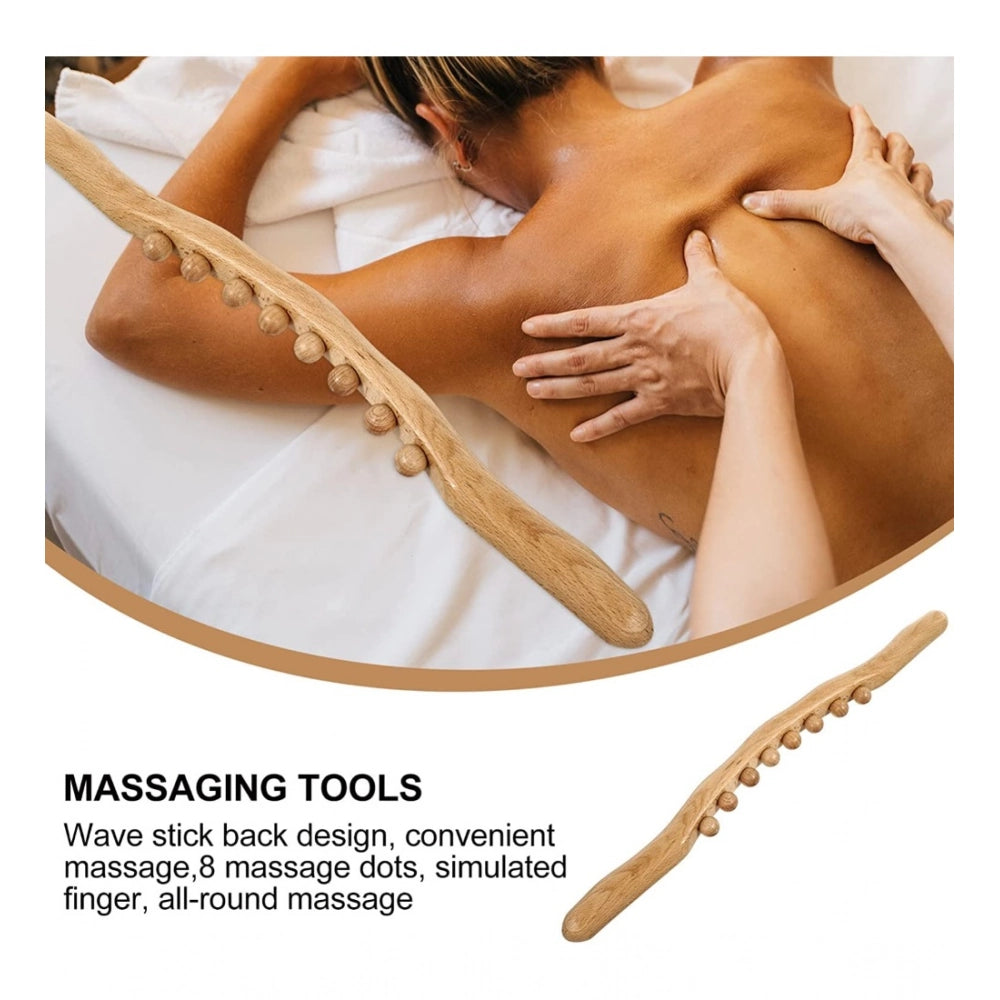 Generic Wood Gua Sha Massager Therapy Tool Manual 8 Beads (Wood)
