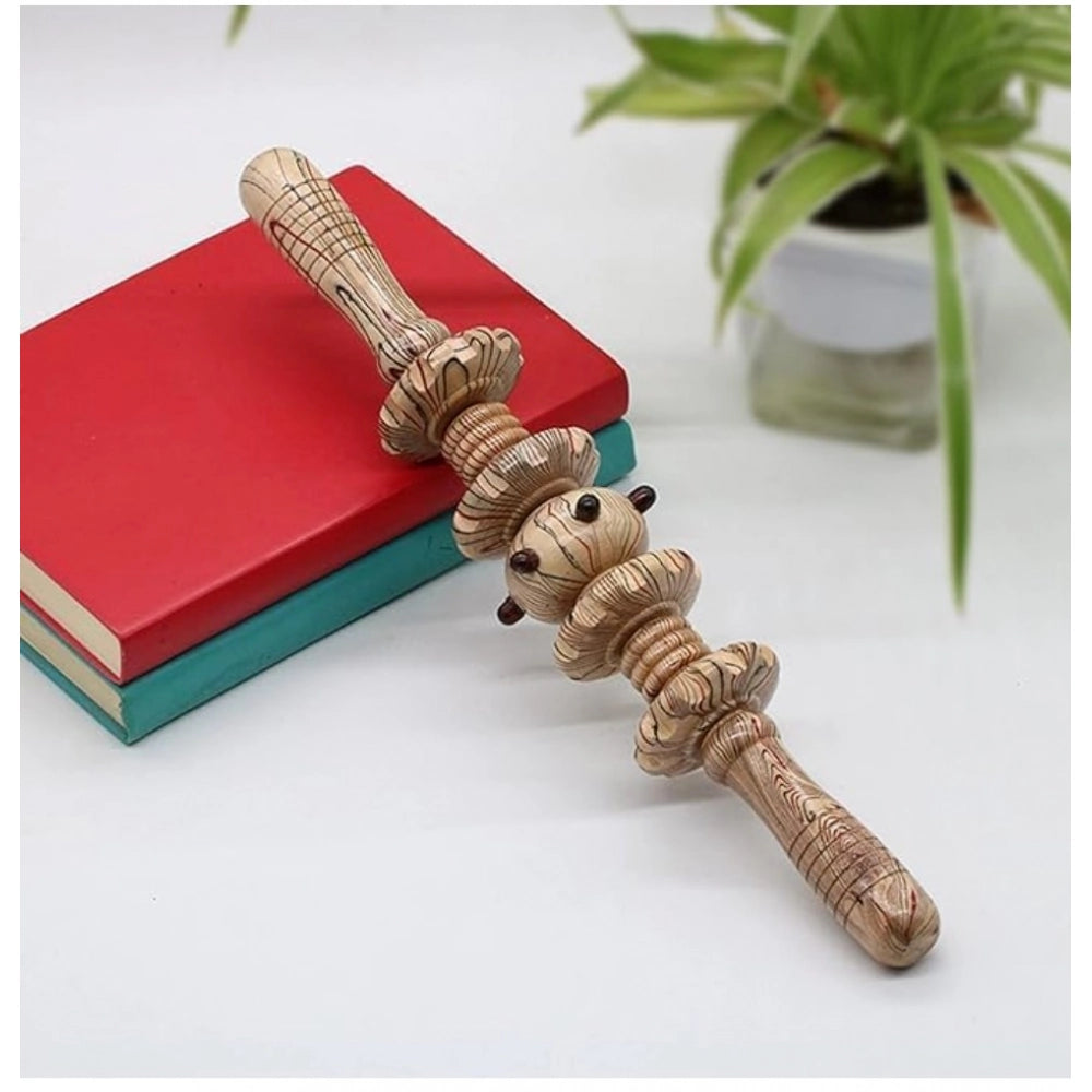 Generic Wood 7 Wheels Fancy Gua Sha Massager Roller (Wood)