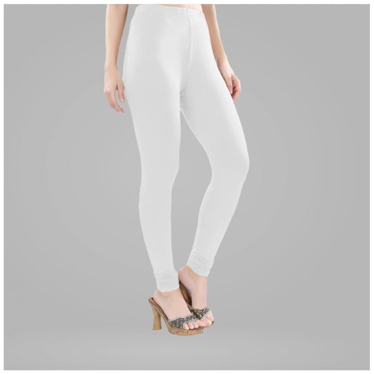 Generic Women's Cotton Blended Solid Churidar leggings (White)