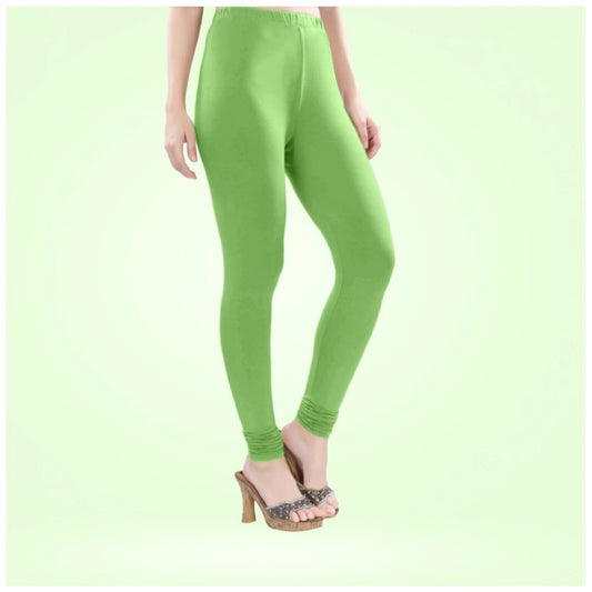Generic Women's Cotton Blended Solid Churidar leggings (Pista Green)