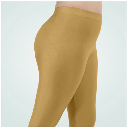 Generic Women's Cotton Blended Solid Shimmer Ankle leggings (Beige)