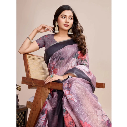 Generic Women's Georgette Embroidered Saree With Unstitched Blouse (5.5Mtr, Multicolor)