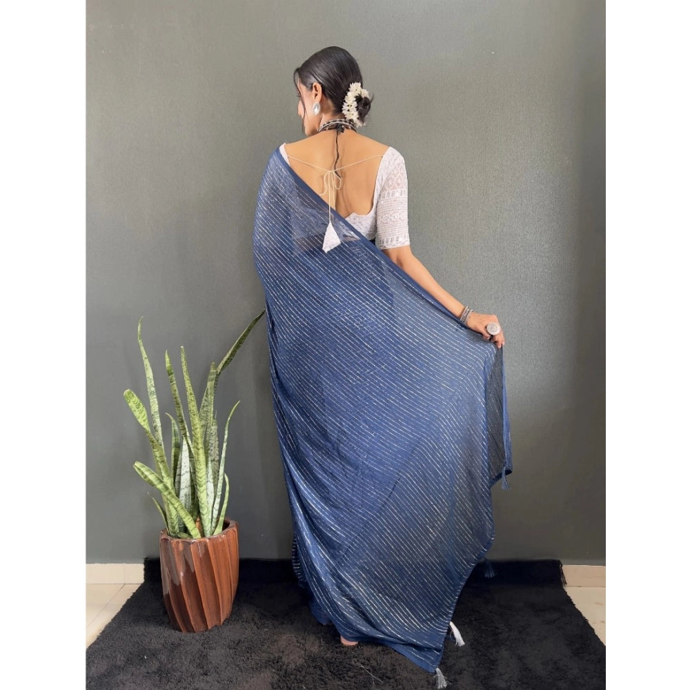 Generic Women's Chiffon Woven Bollywood Saree With Unstitched Blouse (5.5Mtr, Navy)