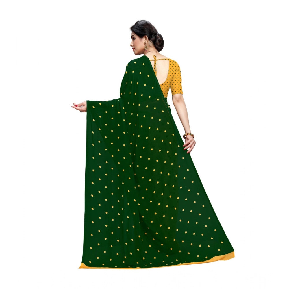 Generic Women's Georgette Printed Saree With Unstitched Blouse 5.5Mtr (Green)