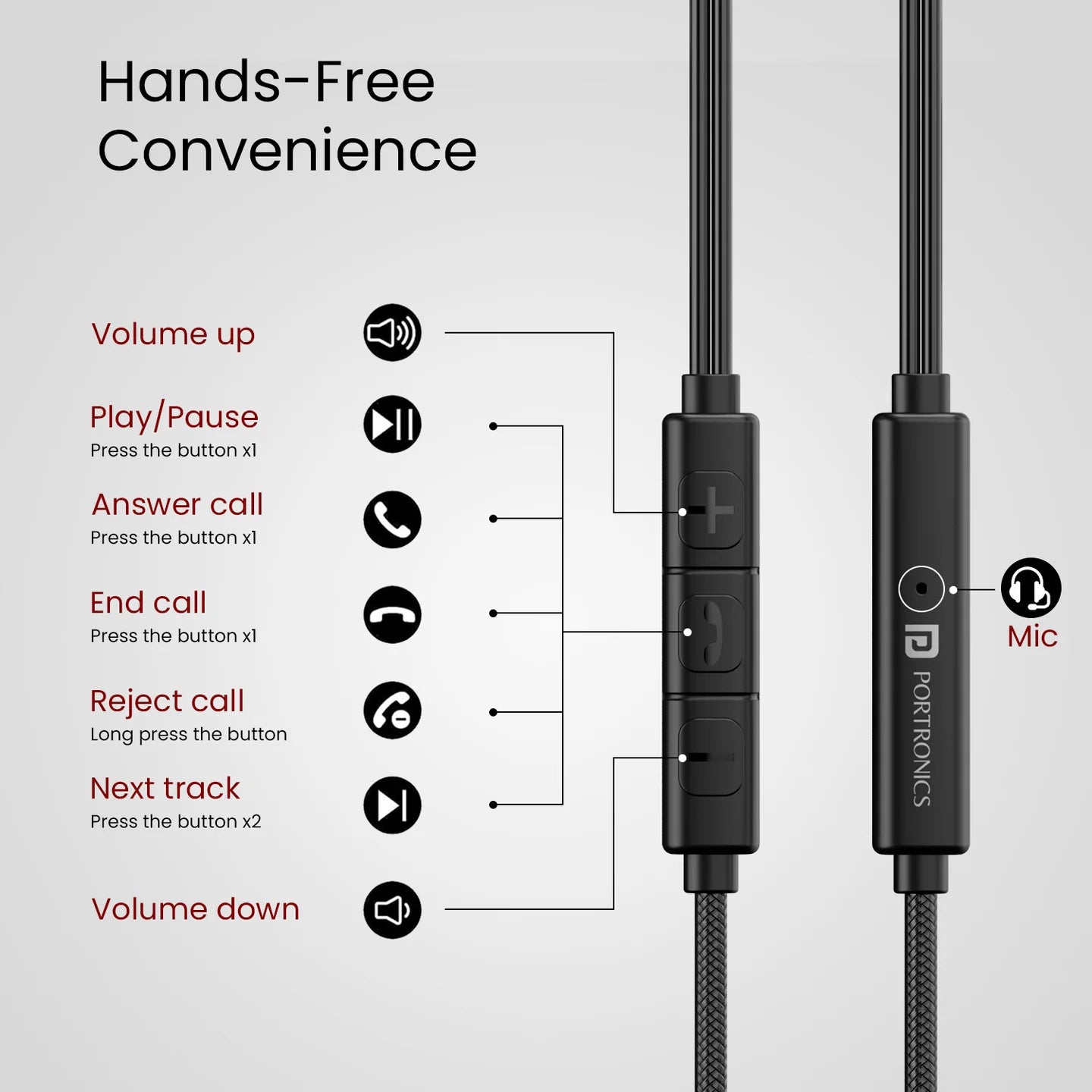 Conch Tune C | In-Built Mic | 10mm Dynamic Driver | In-Line Control | Metal Alloy Body | Grey
