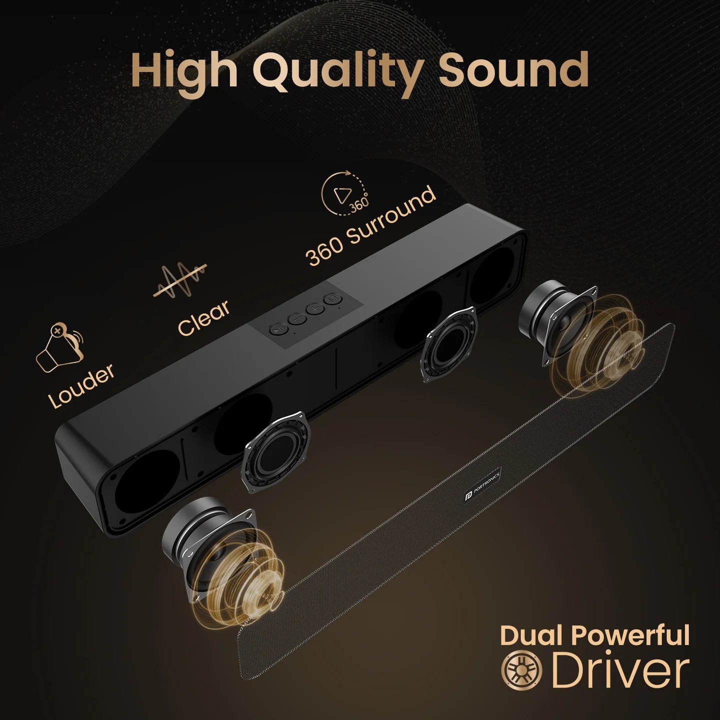 DECIBEL 24 Bluetooth 5.3 | wireless 10W HD soundbar | TWS Surround Sound | Type-C charging port