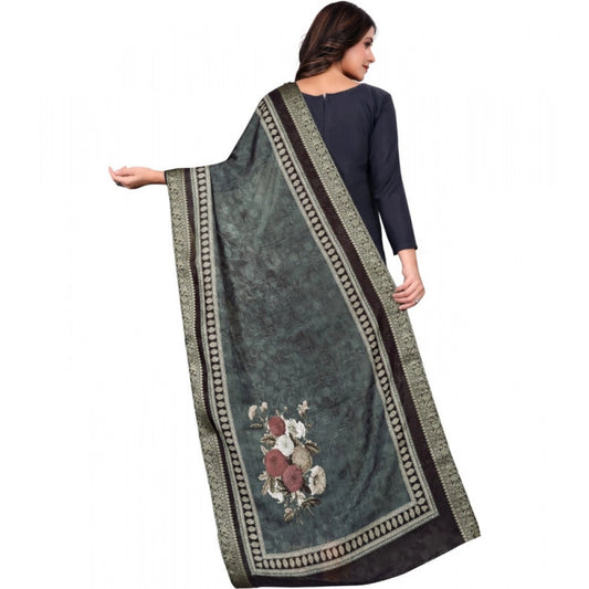Generic Women's chanderi silk Printed Dupatta (Black, Length: 2 Mtr)