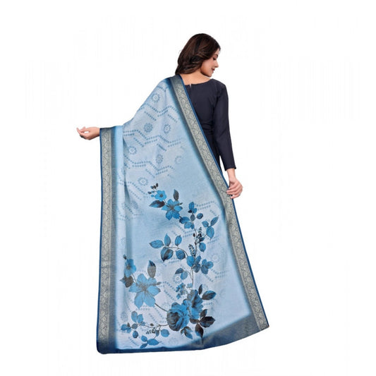 Generic Women's chanderi silk Printed Dupatta (Blue, Length: 2 Mtr)