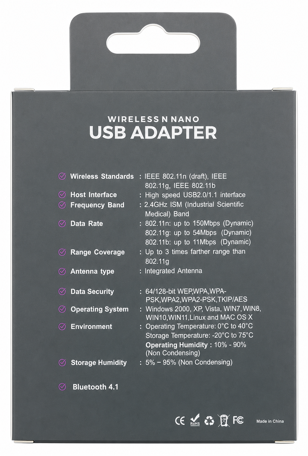 USB WIFI + BT 4.1 | Model : OT-WUA95ONM (A007) | 950 Mbps
